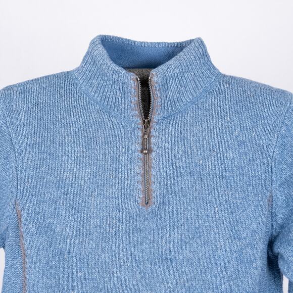 Woolrich x Beaver Creek Resort Women's Sweater Blue Ramie Wool 1/4 Zip Mock Neck - Picture 3 of 6